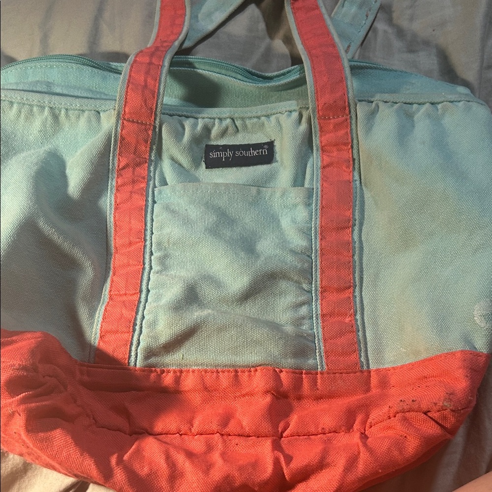 Simply Southern Teal and Coral Tote